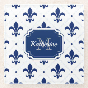 Fleur-de-lis Pattern Glass Coaster