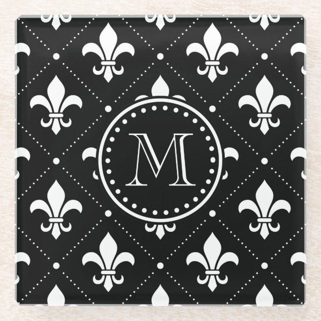 Fleur De Lis Pattern Glass Coaster (Front)