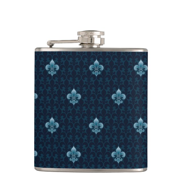 Fleur De Lis Pattern Hip Flask (Front)