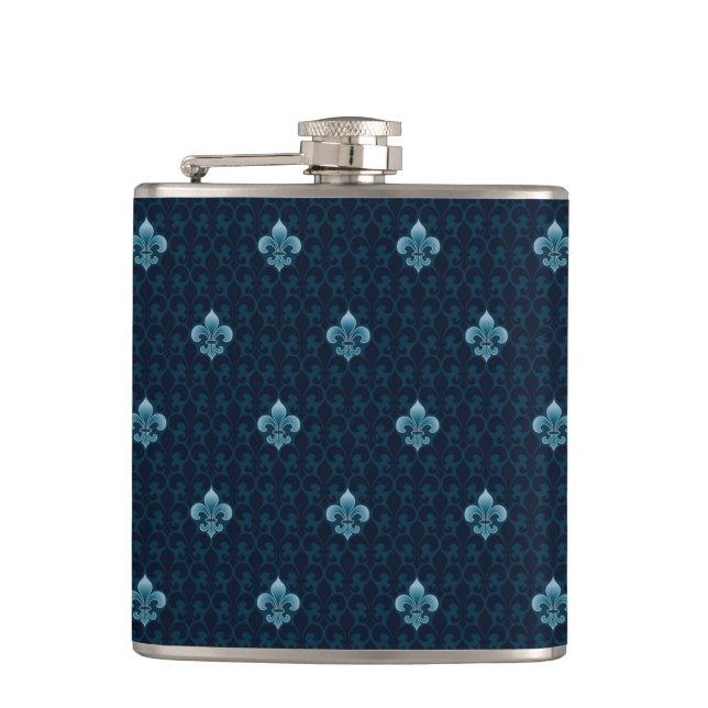 Fleur De Lis Pattern Hip Flask (Front)
