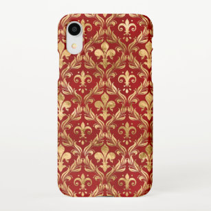 Fleur-de-lis pattern luxury red iPhone case