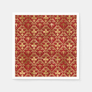 Fleur-de-lis pattern luxury red napkin