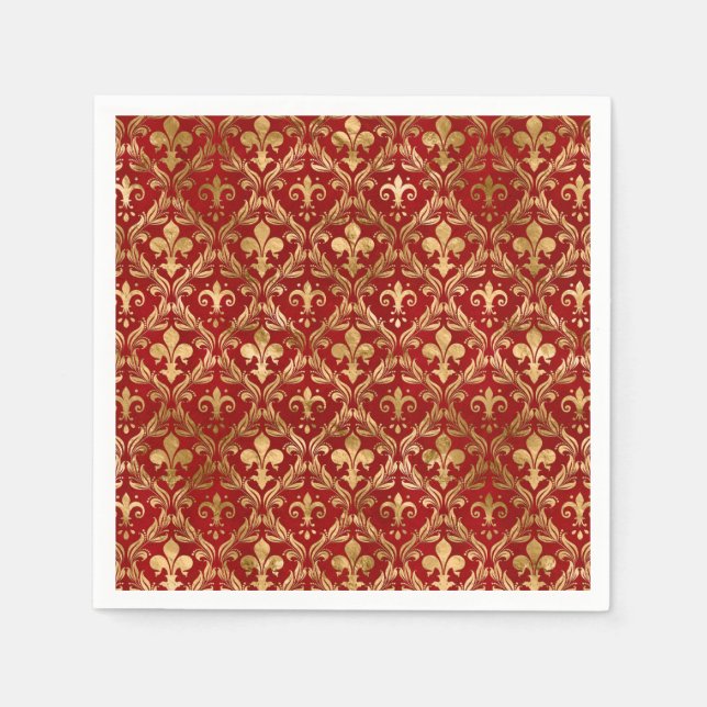 Fleur-de-lis pattern luxury red napkin (Front)