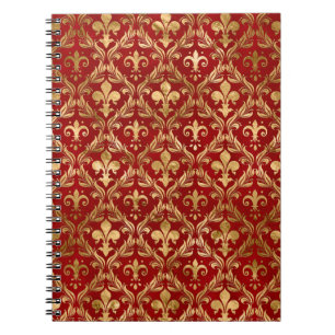 Fleur-de-lis pattern luxury red notebook