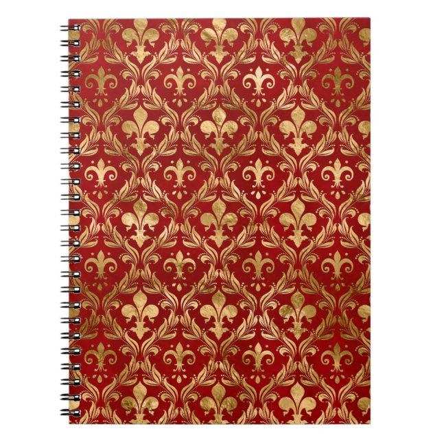 Fleur-de-lis pattern luxury red notebook (Front)