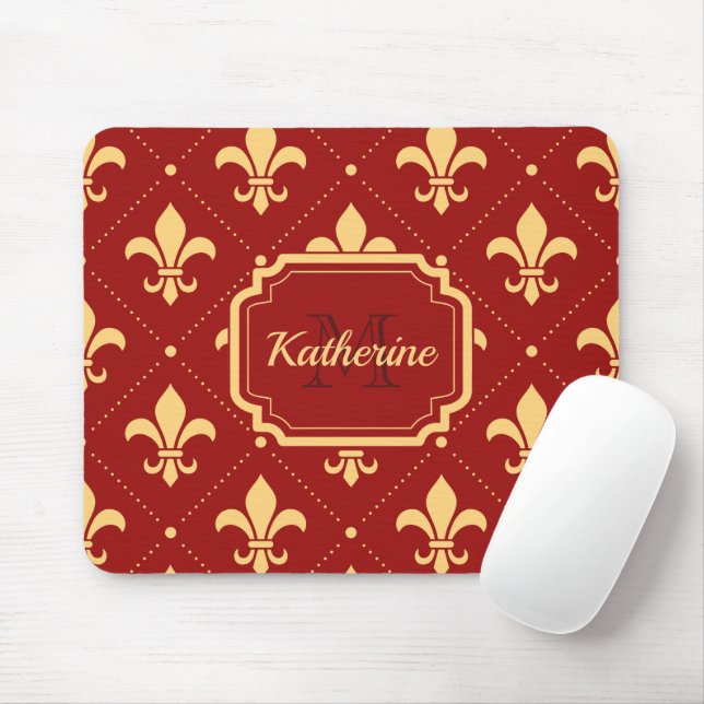 Fleur-de-lis Pattern Mouse Pad (With Mouse)