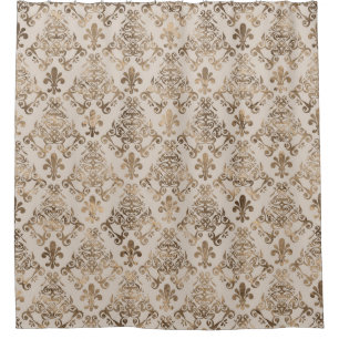 Fleur-de-lis pattern pastel gold shower curtain
