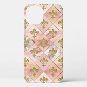 Fleur-de-lis pattern Pastel Quartz iPhone 12 Case