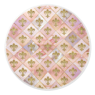 Fleur-de-lis pattern Pastel Quartz Ceramic Knob