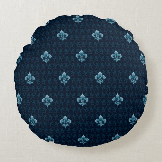 Fleur De Lis Pattern Round Cushion (Front)