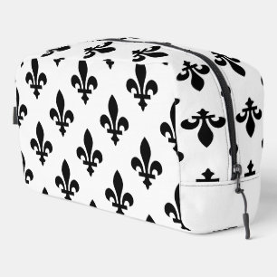 Fleur de Lis Pattern, Royal French, Black on White Dopp Kit