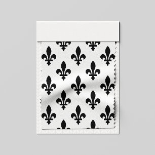 Fleur de Lis Pattern, Royal French, Black on White Fabric