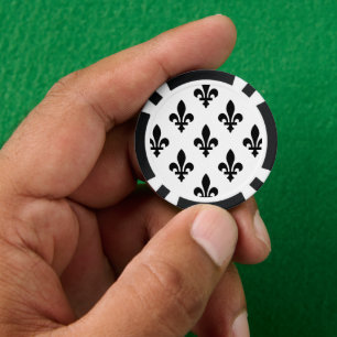 Fleur de Lis Pattern, Royal French, Black on White Poker Chips
