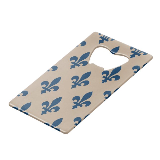 Fleur de Lis Pattern, Royal French Blue on Cream (Front Angled)