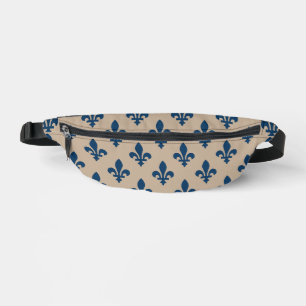 Fleur de Lis Pattern, Royal French Blue on Cream Bum Bags