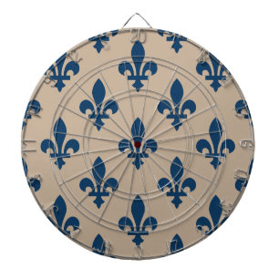 Fleur de Lis Pattern, Royal French Blue on Cream Dartboard