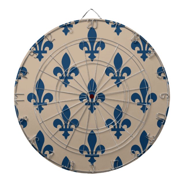 Fleur de Lis Pattern, Royal French Blue on Cream Dartboard (Front)