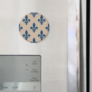 Fleur de Lis Pattern, Royal French Blue on Cream Magnet