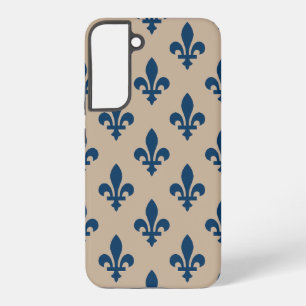 Fleur de Lis Pattern, Royal French Blue on Cream Samsung Galaxy Case