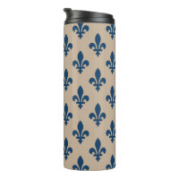 Fleur de Lis Pattern, Royal French Blue on Cream