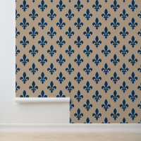 Fleur de Lis Pattern, Royal French Blue on Cream