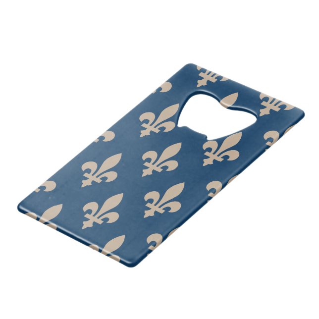 Fleur de Lis Pattern, Royal French, Cream on Blue (Front Angled)