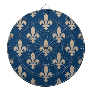 Fleur de Lis Pattern, Royal French, Cream on Blue Dartboard