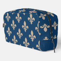 Fleur de Lis Pattern, Royal French, Cream on Blue