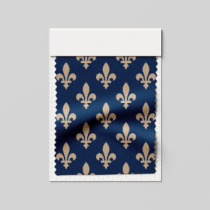 Fleur de Lis Pattern, Royal French, Cream on Blue Fabric