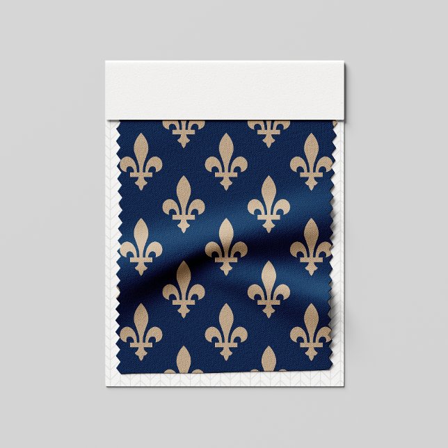 Fleur de Lis Pattern, Royal French, Cream on Blue Fabric (Creator Uploaded)