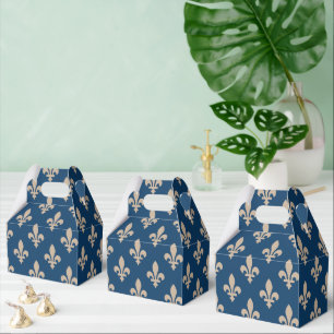 Fleur de Lis Pattern, Royal French, Cream on Blue Favour Box