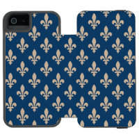 Fleur de Lis Pattern, Royal French, Cream on Blue