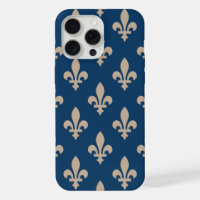 Fleur de Lis Pattern, Royal French, Cream on Blue
