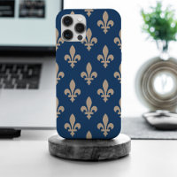 Fleur de Lis Pattern, Royal French, Cream on Blue