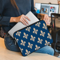 Fleur de Lis Pattern, Royal French, Cream on Blue