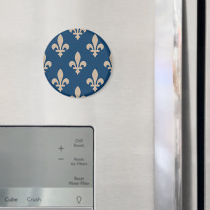 Fleur de Lis Pattern, Royal French, Cream on Blue Magnet