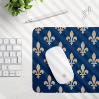 Fleur de Lis Pattern, Royal French, Cream on Blue