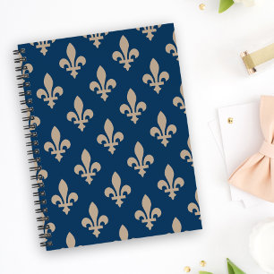 Fleur de Lis Pattern, Royal French, Cream on Blue Planner