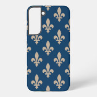 Fleur de Lis Pattern, Royal French, Cream on Blue