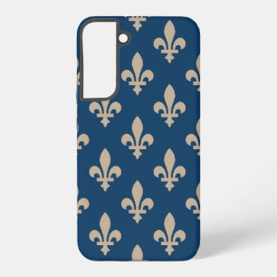 Fleur de Lis Pattern, Royal French, Cream on Blue Samsung Galaxy Case