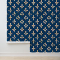 Fleur de Lis Pattern, Royal French, Cream on Blue