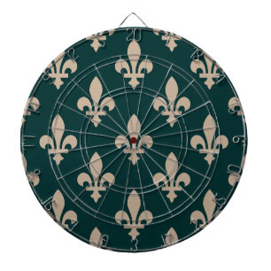 Fleur de Lis Pattern, Royal French Cream on Green Dartboard