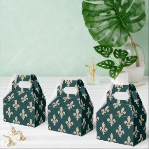 Fleur de Lis Pattern, Royal French Cream on Green Favour Box