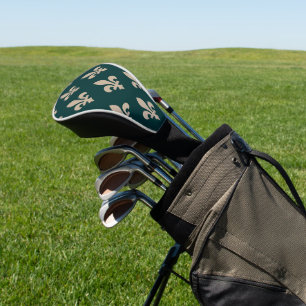 Fleur de Lis Pattern, Royal French Cream on Green Golf Head Cover