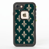 Fleur de Lis Pattern, Royal French Cream on Green