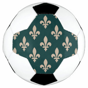 Fleur de Lis Pattern, Royal French Cream on Green Soccer Ball