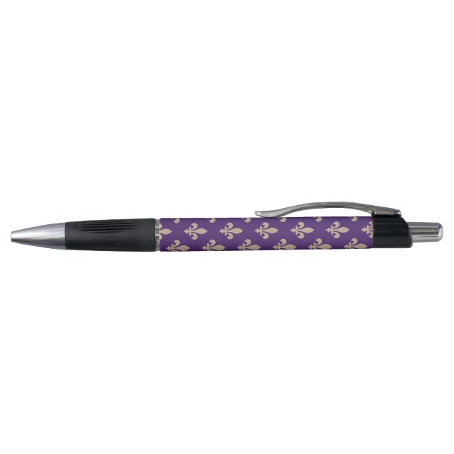 Fleur de Lis Pattern, Royal French Cream on Purple (Top)