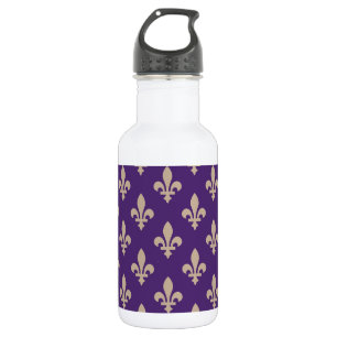 Fleur de Lis Pattern, Royal French Cream on Purple 532 Ml Water Bottle