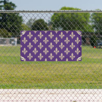 Fleur de Lis Pattern, Royal French Cream on Purple