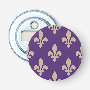 Fleur de Lis Pattern, Royal French Cream on Purple Bottle Opener